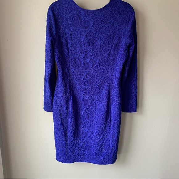 Royal blue printed long sleeved mini dress - Picture 1 of 5